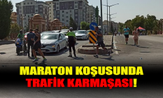 Maraton koşusunda trafik karmaşası