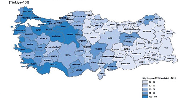 Eskişehirde 2022 yılı GSYH 11 bin 62 dolar oldu