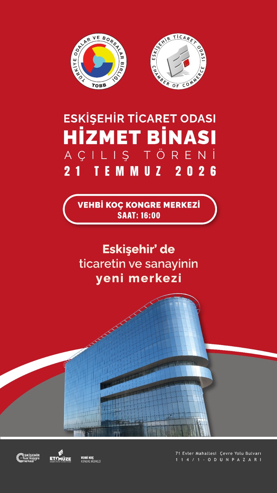 Eskişehir Ticaret Odası Yeni Hizmet Binasını Açıyor