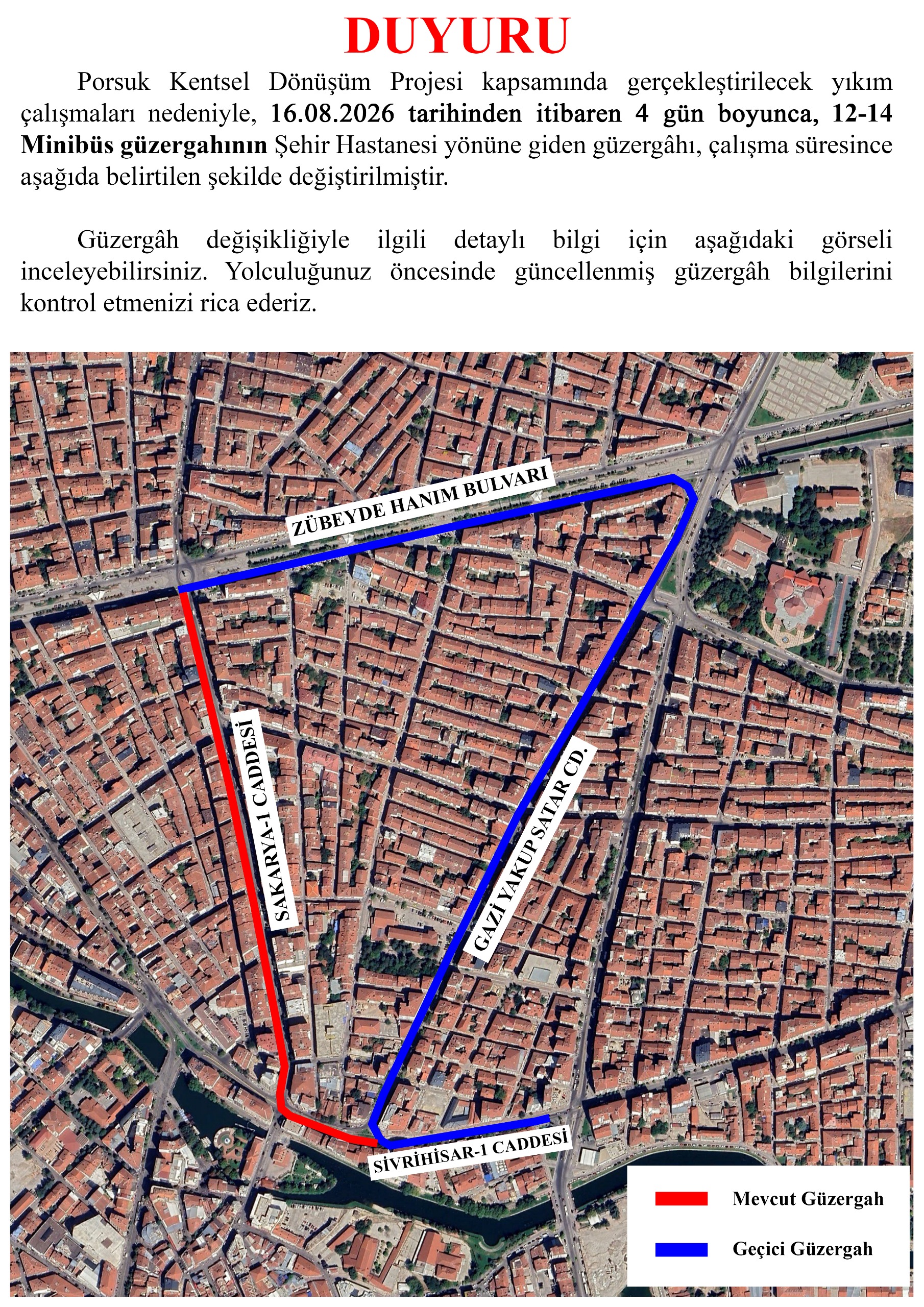 Büyükşehir Uyardı: Sivrihisar-1 Caddesi'nde Geçici Trafik Düzenlemesi