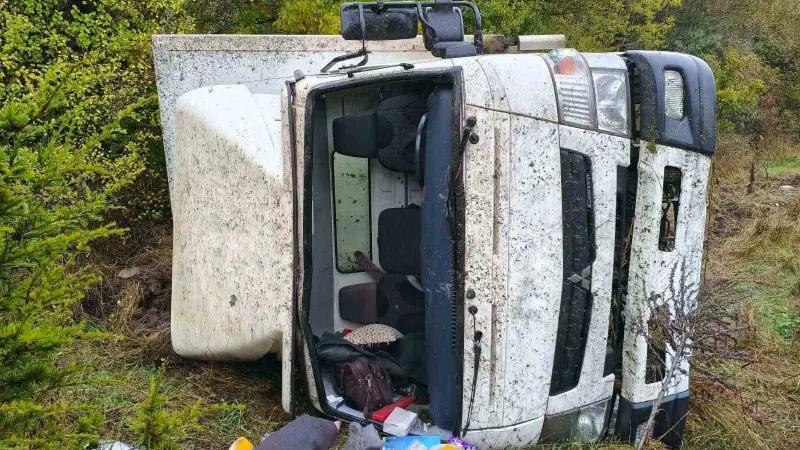 Bilecik’te kamyon takla atarak ormanlık alana devrildi: 2 yaralı